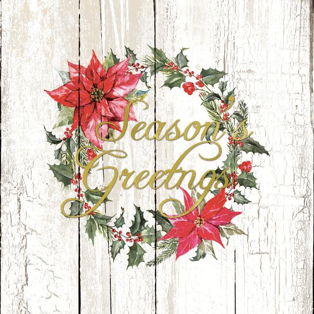 Season's Greetings 2 - Wrapped Canvas Typography ClassicLiving Size: 122cm H x 122cm W x 3.8cm D on Productcaster.