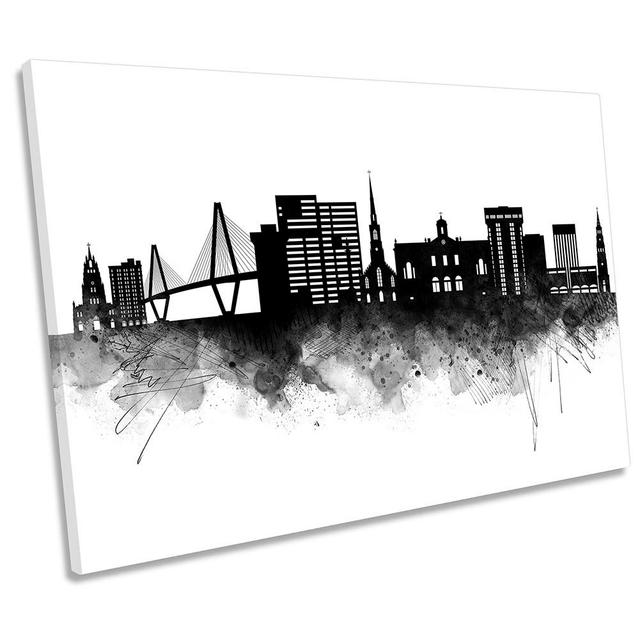 Charleston Abstract City Skyline - Wrapped Canvas Print Canvas Geeks Size: 30.5cm H x 45.7cm W x 2cm D on Productcaster.