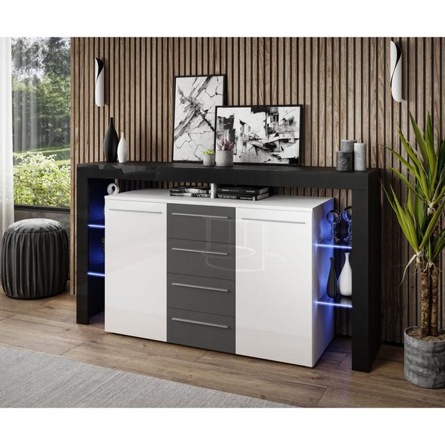 Allonte 4 Drawer 170Cm W Tallboy Ivy Bronx Colour: Grey/White/Black on Productcaster.