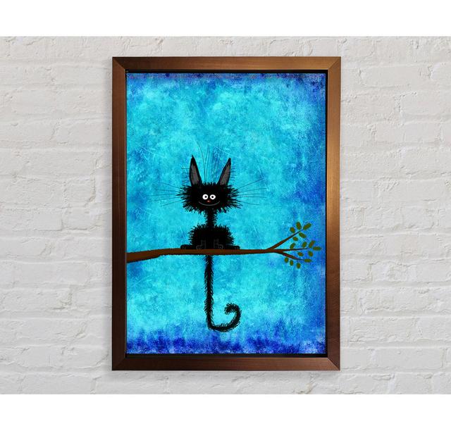 Happy Black Cat Framed Print Rosalind Wheeler Size: 141.4cm H x 100cm W x 3.4cm D, Format: Black Framed Paper on Productcaster.