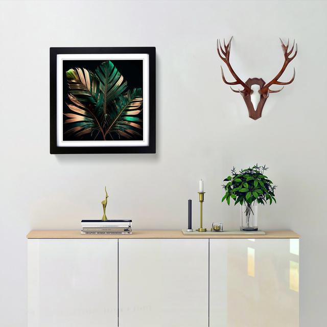 Palm Leaf Gestural Art - Single Picture Frame Print on Wood 17 Stories Format: Black on Productcaster.