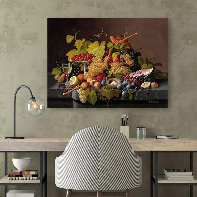 Leinwandbild Still Life with Fruit and Bird's Nest von Severin Roesen Astoria Grand Größe: 40 cm H x 60 cm B x 4 cm T on Productcaster.