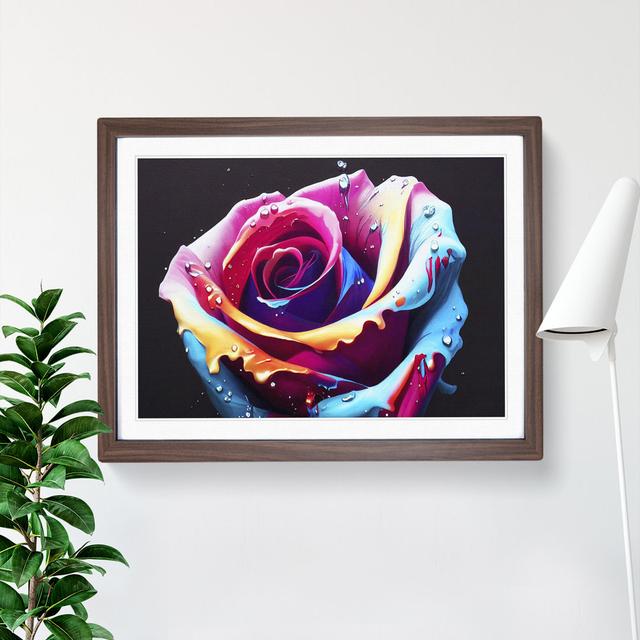 Painted Rose Flower Vol.3 - Picture Frame Painting Marlow Home Co. Format: Walnut Framed, Size: 25cm H x 34cm W x 2cm D on Productcaster.