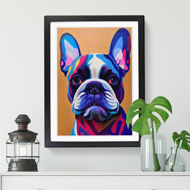 FRM-V0523-1050X French Bulldog Painting Abstract - Picture Frame Print Marlow Home Co. Format: Black Framed, Size: 46cm H x 34cm W x 2cm D on Productcaster.