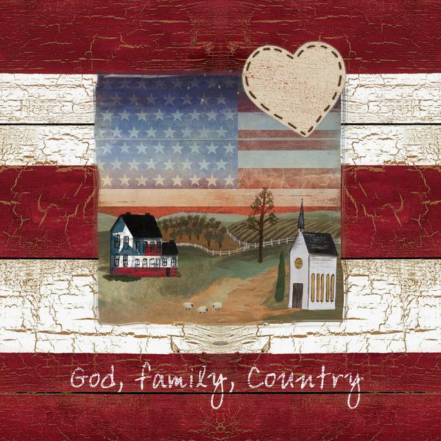 God, Family, Country - Wrapped Canvas Graphic Art Brambly Cottage Size: 30cm H x 30cm W x 3.8cm D on Productcaster.