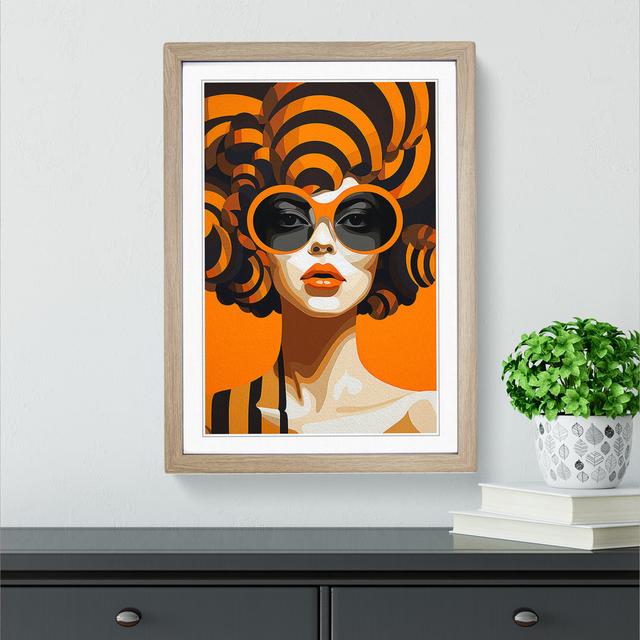 Woman With Curls Op - Single Picture Frame Print on Wood Marlow Home Co. Size: 34cm H x 25cm W x 2cm D, Format: Oak on Productcaster.