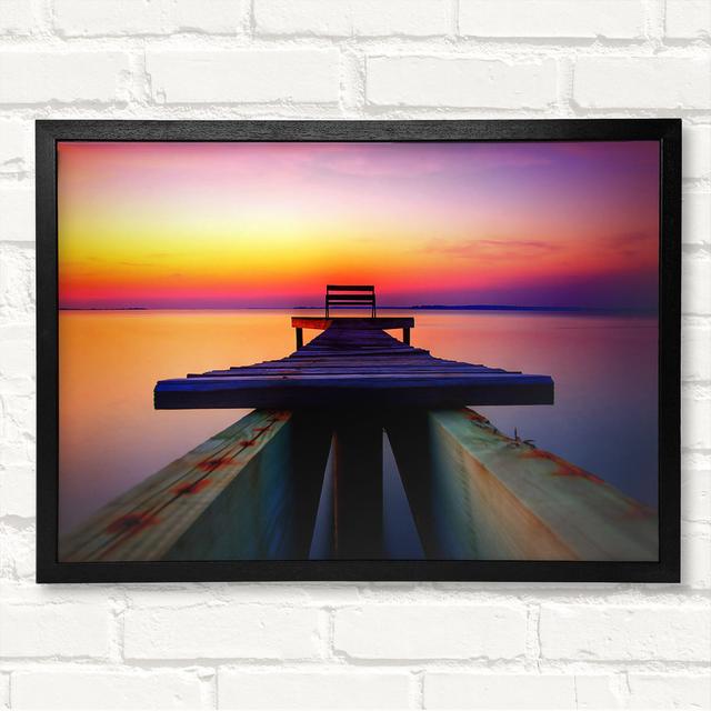 The Perfect Sunset Dock Framed Print House of Hampton Size: 29.7cm H x 42 cm W on Productcaster.