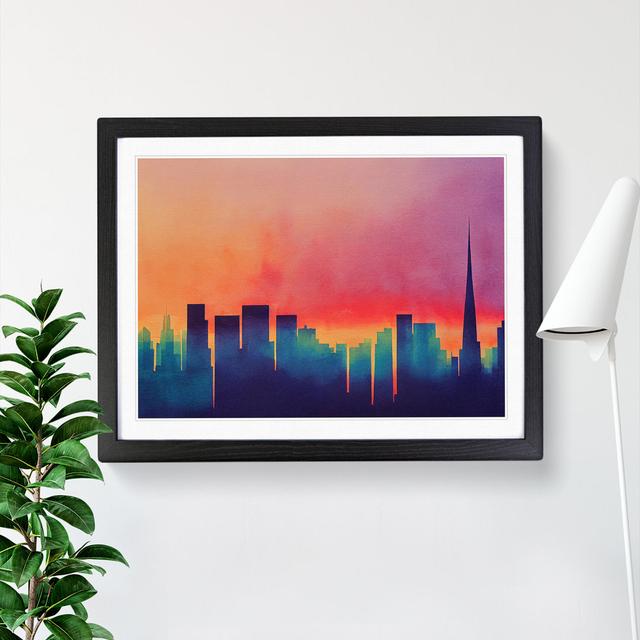 Watercolour City Skyline Vol.2 Abstract - Single Picture Frame Print 17 Stories Size: 34cm H x 46cm W x 2cm D, Frame Colour: Black on Productcaster.