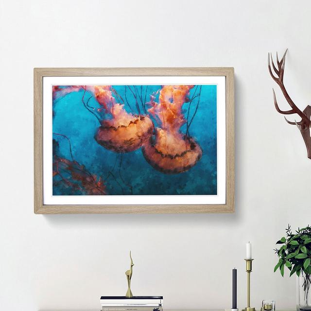 Pink Jellyfish - Picture Frame Painting Print East Urban Home Frame Option: Oak Framed, Size: 62cm H x 87cm W x 2cm D on Productcaster.