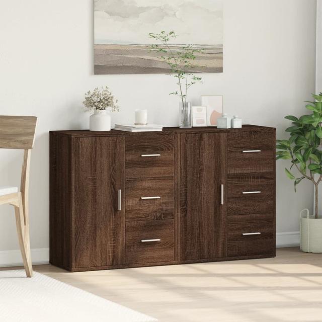 Oplis 60 Cm Wide 3 Drawer Sideboard (Set of 2) 17 Stories Colour: Brown Oak on Productcaster.