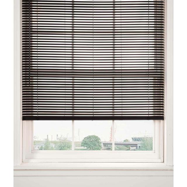 Woodgrain Room Darkening Venetian Blind Ebern Designs Finish: Black, Size: 160 cm L x 90 cm W on Productcaster.