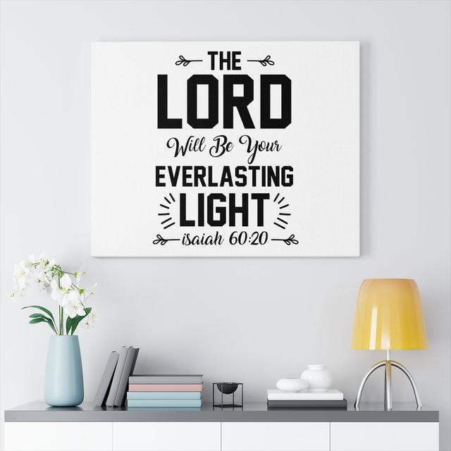 Everlasting Light Isaiah 60:20 - Wrapped Canvas Typography Blue Elephant Size: 46cm H x 61cm W on Productcaster.