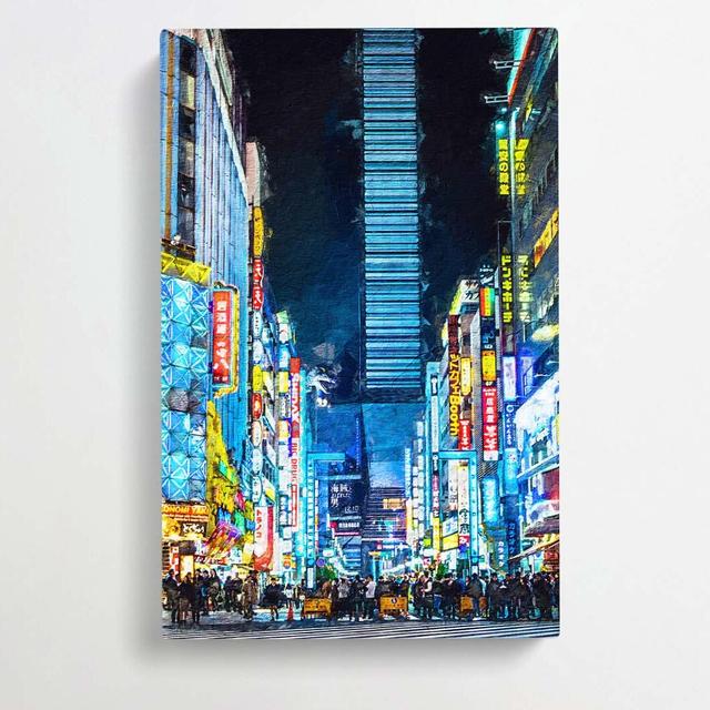 Bright Lights of Tokyo in Abstract - Wrapped Canvas Graphic Art Print East Urban Home Size: 50cm H x 35cm W x 3cm D on Productcaster.