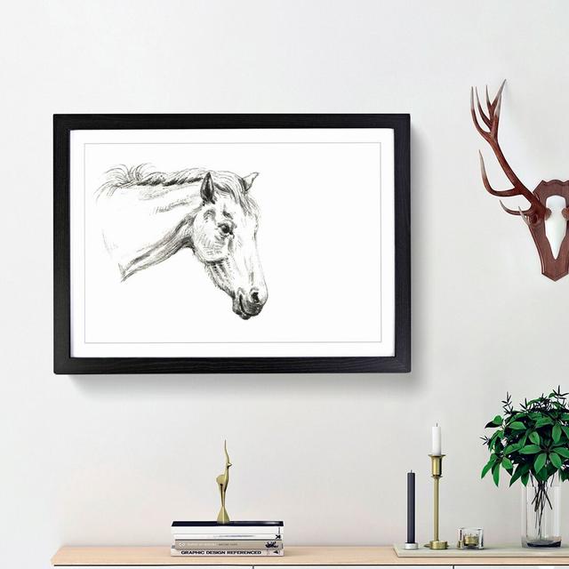 A Portrait of a Horse by Jean Bernard - Picture Frame Drawing Print on Paper East Urban Home Size: 24cm H x 33cm W x 2cm D, Frame Option: Black Framed on Productcaster.