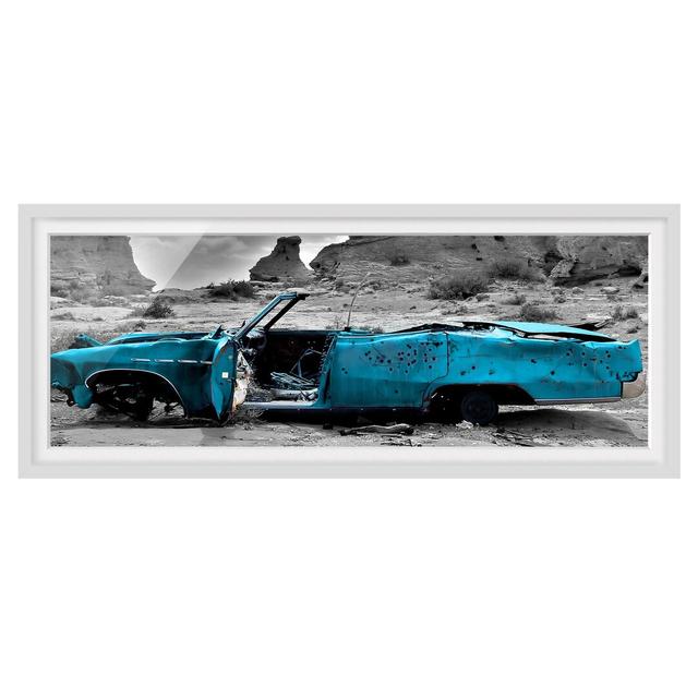 Turquoise Cadillac - Picture Frame Graphic Art Williston Forge Size: 50cm H x 130cm W x 2cm D, Frame Option: White Framed on Productcaster.