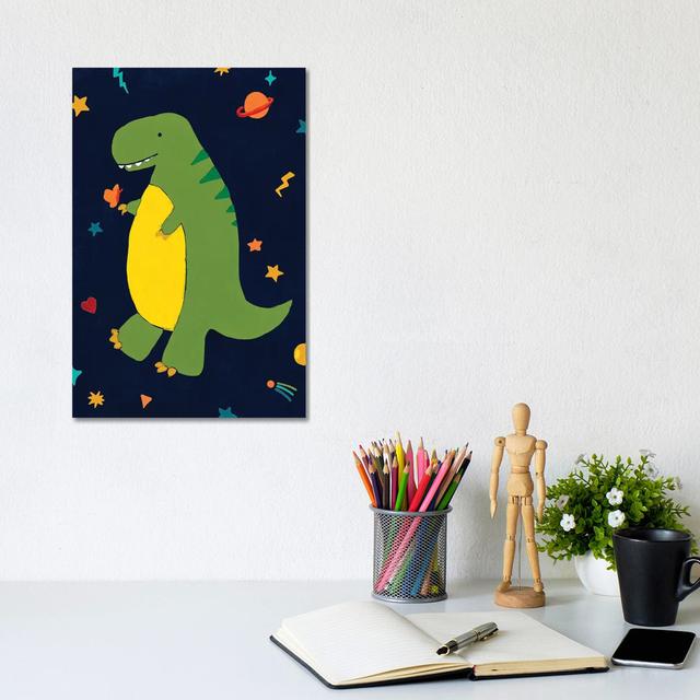 Starry Dinos III by June Erica Vess - Wrapped Canvas Gallery-Wrapped Canvas Giclée Zoomie Kids Size: 30.48cm H x 20.32cm W x 1.905cm D on Productcaster.