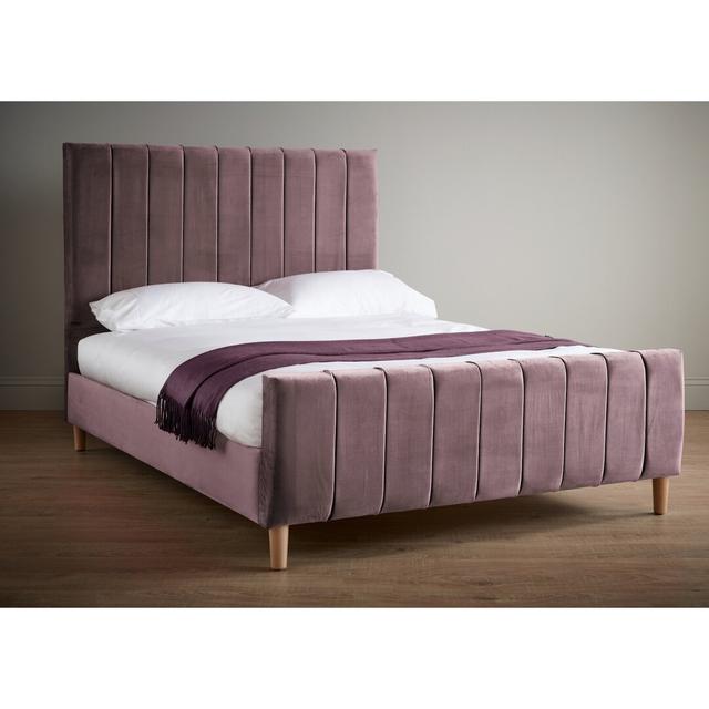 Demetrius Upholstered Bed Frame Hykkon Size: Single (3'), Colour: Heather on Productcaster.