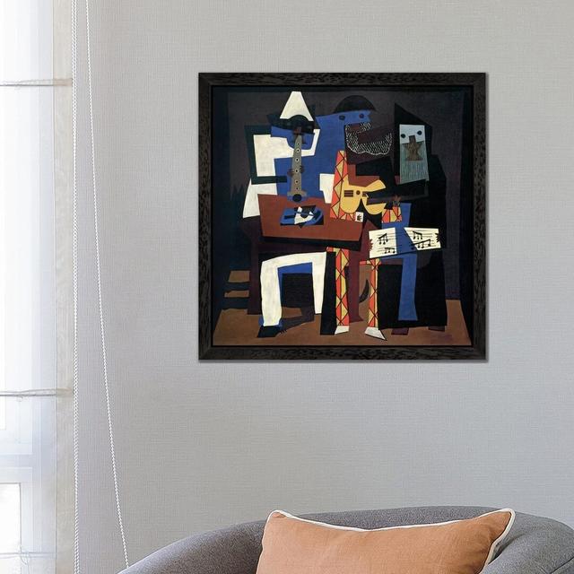 Three Musicians by Pablo Picasso - Painting on Canvas Three Posts Frame Option: Black Framed, Size: 46cm H x 46cm W x 4cm D on Productcaster.