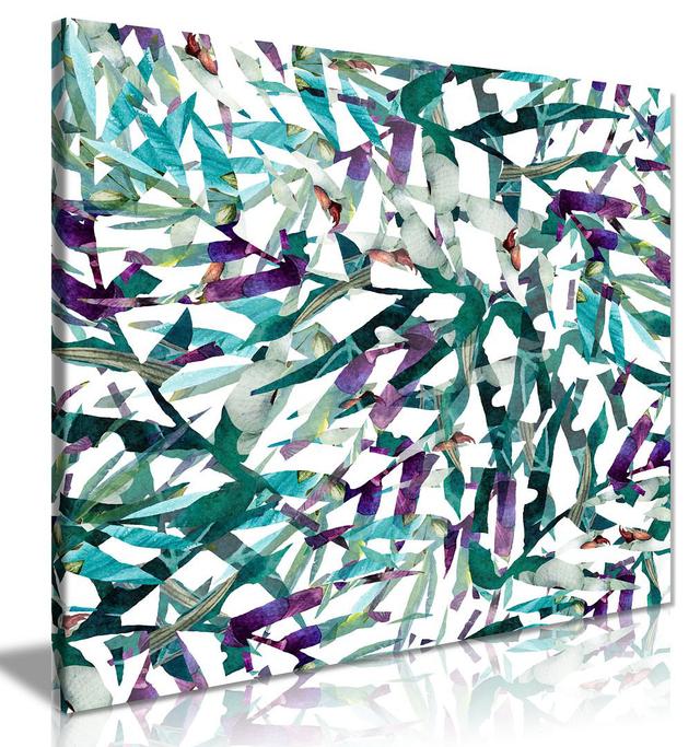 Abstract Leaves Pattern Canvas Wall Art Picture Print Panther Print Size: 41cm H x 41cm W on Productcaster.