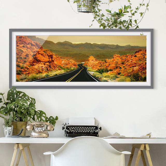 Valley of Fire - Picture Frame Graphic Art Union Rustic Size: 50cm H x 130cm W x 2cm D, Frame Option: Grey Framed on Productcaster.