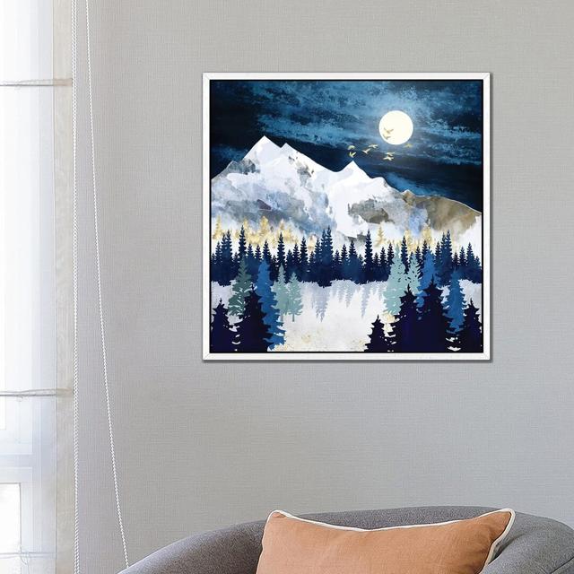 Moonlit Snow - Graphic Art Print on Canvas Union Rustic Size: 66.04cm H x 66.04cm W x 3.81cm D, Format: White Framed on Productcaster.