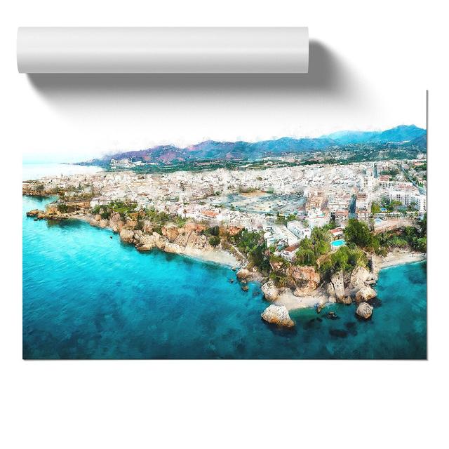 Coastline Of Nerja In Spain - No Frame Painting East Urban Home Size: 42cm H x 59cm W x 0.1cm D on Productcaster.