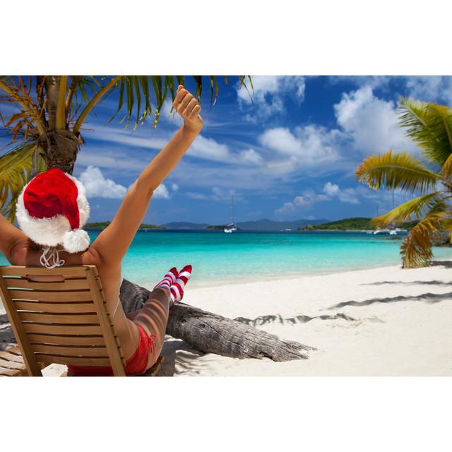 woman in Christmas outfit relaxing at a Caribbean beach House of Hampton Size: 61cm H x 91cm W on Productcaster.