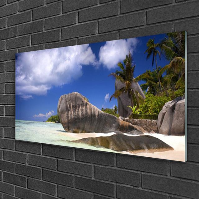 Glasbild Landscape Rocky Beach Haus am Meer on Productcaster.