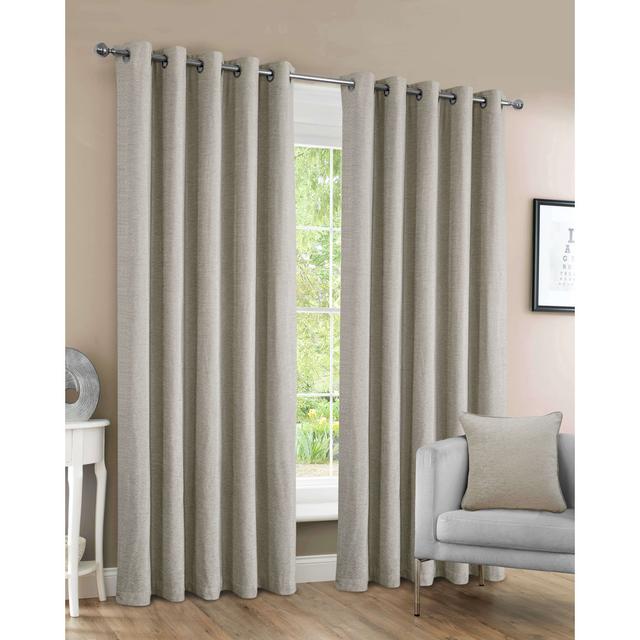 Krishaan Eyelet Blackout Thermal Curtains Latitude Run Curtain Colour: Natural, Panel Size: 165cm Width x 137cm Drop on Productcaster.