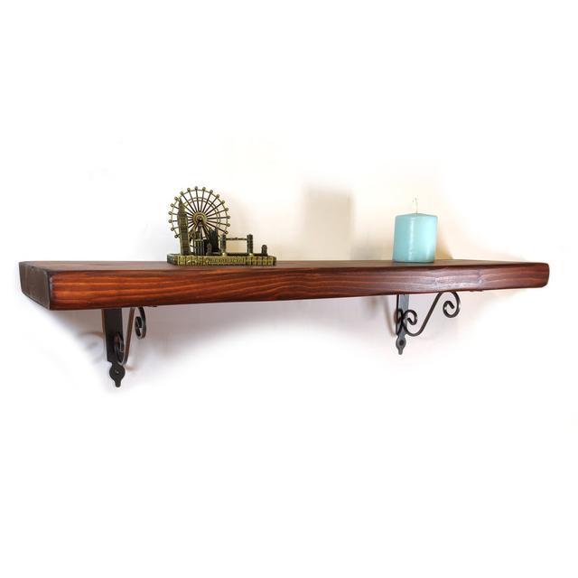 Wooden Rustic Shelf With Bracket WOZ Silver 170Mm 7 Inches Dark Oak ClassicLiving Size: 16cm H x 130cm W x 17.5cm D on Productcaster.