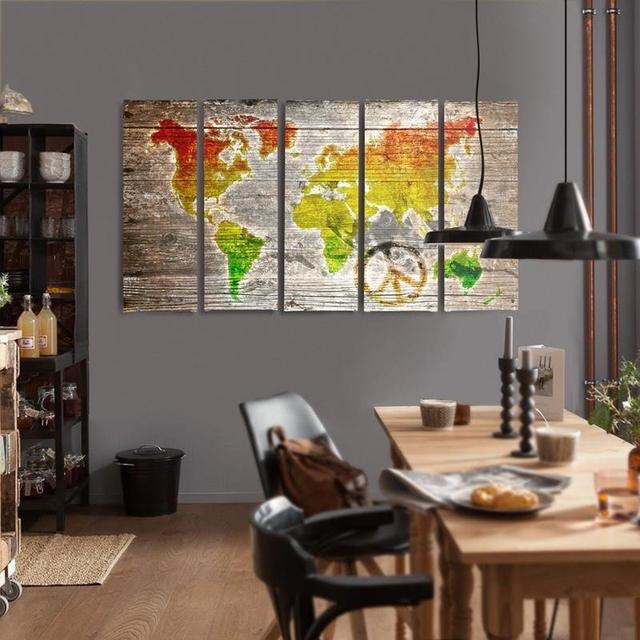 5-tlg. Leinwandbild-Set Colour Pacifist World Map Feeby Größe: 70 cm H x 100 cm B on Productcaster.