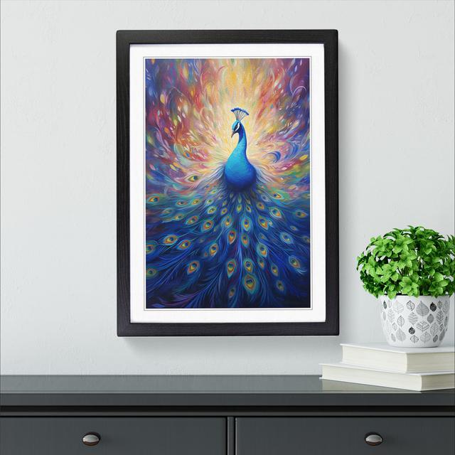 Peacock Symbolism - Single Picture Frame Art Prints on Wood Latitude Vive Size: 46cm H x 34cm W x 2" D, Format: Black Framed on Productcaster.