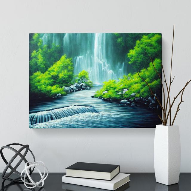 Waterfall Art Painting Vol.3 - Wrapped Canvas Graphic Art Alpen Home Size: 35cm H x 50cm W x 3cm D on Productcaster.