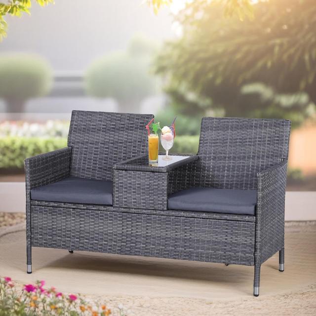 Polyrattan 2 Seater Outdoor Bench With Padded Cushions FURNOLD on Productcaster.