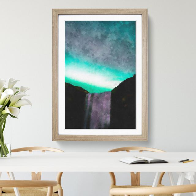 Northern Lights Above the Waterfall Vol.2 - Picture Frame Graphic Art East Urban Home Frame Option: Oak Framed, Size: 65cm H x 48cm W x 2cm D on Productcaster.