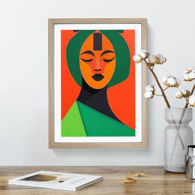 Abstract Portrait of a Woman No.1 - Picture Frame Graphic Art 17 Stories Frame Colour: Oak, Size: 46cm H x 34cm W x 2cm D on Productcaster.