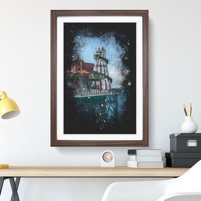 Brighton Pier Paint Splash - Picture Frame Graphic Art East Urban Home Frame Option: Walnut, Size: 65cm H x 48cm W x 2cm D on Productcaster.