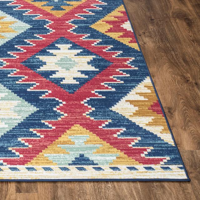 Woodall Geometric Machine Woven Blue Area Rug Natur Pur Rug Size: Rectangle 60 x 110cm on Productcaster.