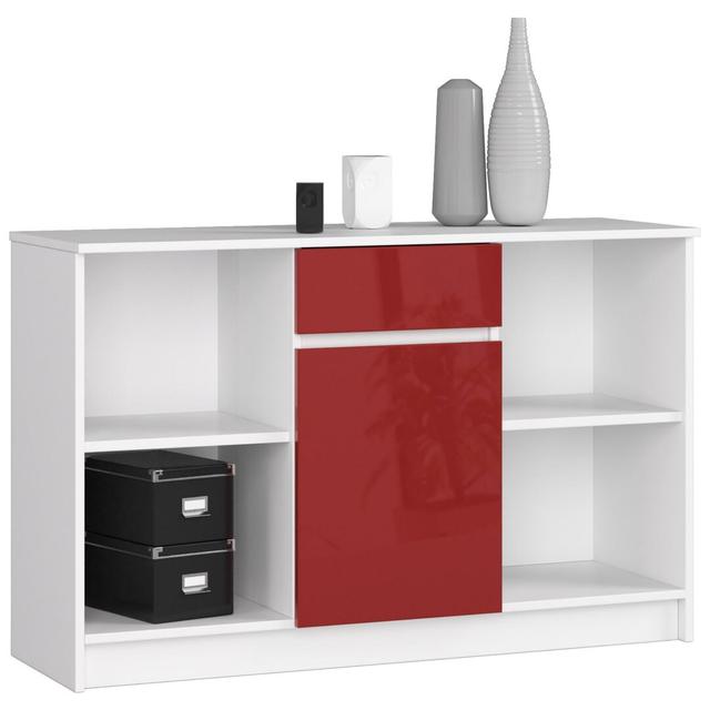 Elree 1 Drawer 120Cm W Combi Chest 17 Stories Colour: Red Gloss on Productcaster.