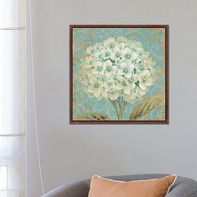 Hydrangea Square II by Wild Apple Portfolio - Print on Canvas ClassicLiving Size: 66.04cm H x 66.04cm W x 3.81cm D, Format: Classic Wood Floater Frame on Productcaster.