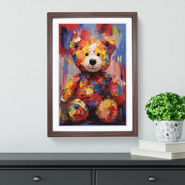 Teddy Bear Expressionism - Single Picture Frame Print on Wood Alpen Home Format: Walnut Framed, Size: 64cm H x 46cm W on Productcaster.