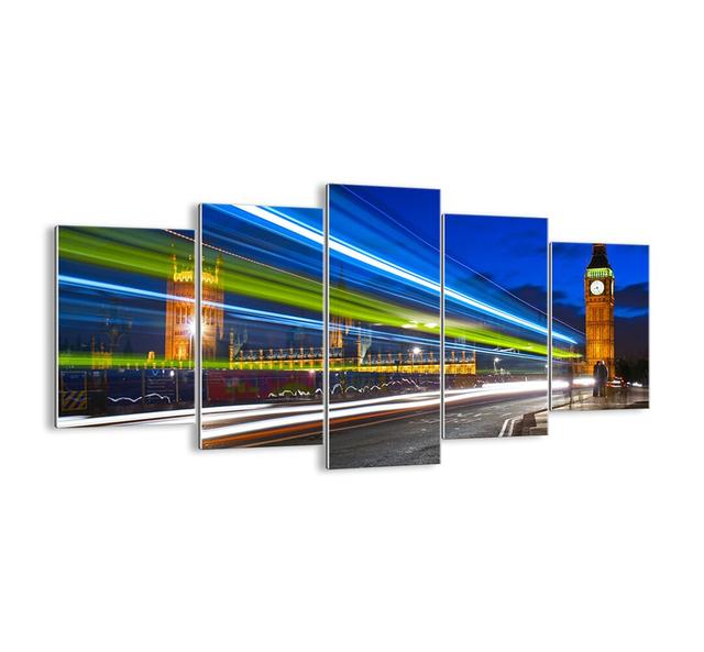 5-tlg. Glasbilder-Set - Fotografie „Under Big Ben's Eye” Ebern Designs Größe: 85 cm H x 160 cm B x 1,8 cm T on Productcaster.