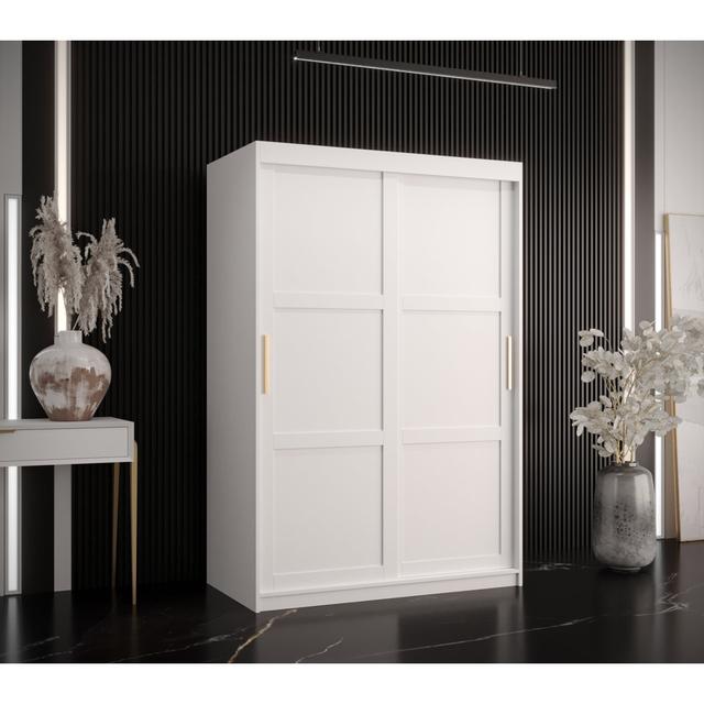 Jericho 2 Door Wardrobe Latitude Run Size: 200cm H x 120cm W x 62cm D, Finish: White on Productcaster.