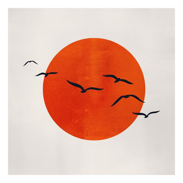 Flock of Birds in Front of the Red Sun by Boris Draschoff - Wrapped Canvas Graphic Art Rosalind Wheeler Size: 40cm H x 40cm W on Productcaster.