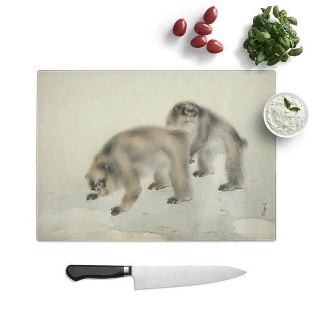 Tempered Glass Two Monkeys by Kansetsu Hashimoto Chopping Board East Urban Home Size: 28.5 cm W x 20 cm L on Productcaster.