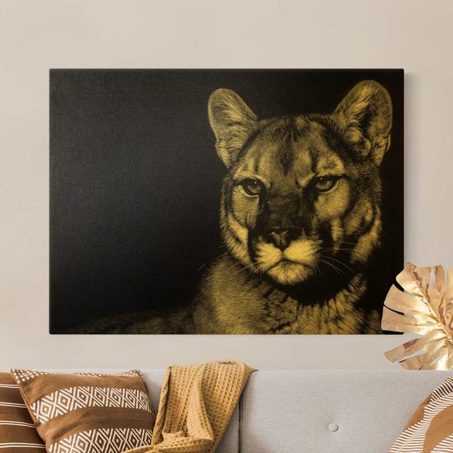 Puma in Front of Black - Wrapped Canvas Photograph Ebern Designs Size: 75cm H x 100cm W on Productcaster.