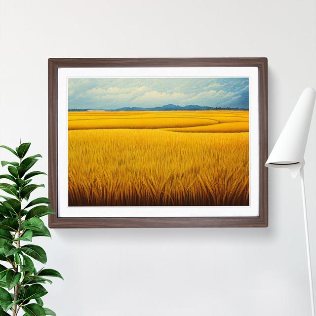 Watercolour Wheat Field Vol.4 - Single Picture Frame Print Marlow Home Co. Format: Dark Brown, Size: 46cm H x 64cm W on Productcaster.