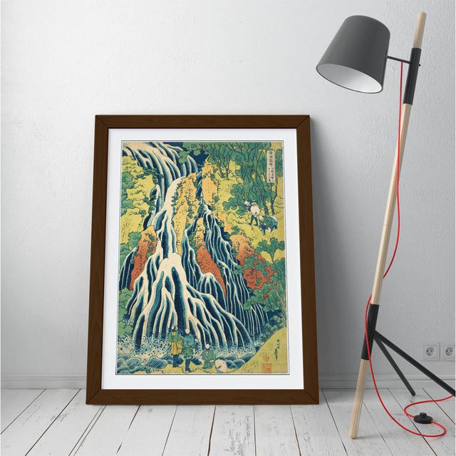 Hokusai Kirifuri Waterfall Picture Japanese Framed Wall Art Picture Print - A4 - Walnut Frame ClassicLiving Frame Colour: Brown Frame, Size: 64cm H x on Productcaster.