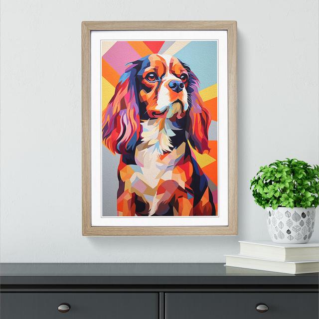 Cavalier King Charles Spaniel Constructivism - Single Picture Frame Art Prints on Wood Marlow Home Co. Format: Oak Framed, Size: 46cm H x 34cm W x 2cm on Productcaster.