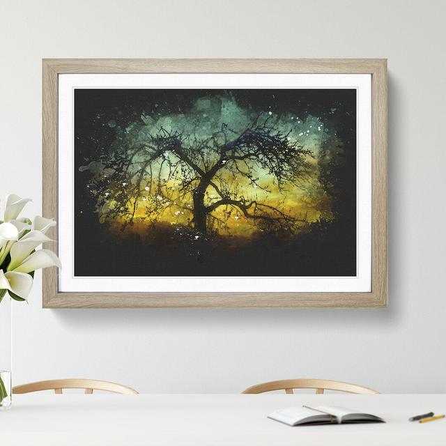 Tree at Sunset Vol.4 - Picture Frame Graphic Art East Urban Home Size: 48cm H x 65cm W x 2cm D, Frame Option: Oak on Productcaster.